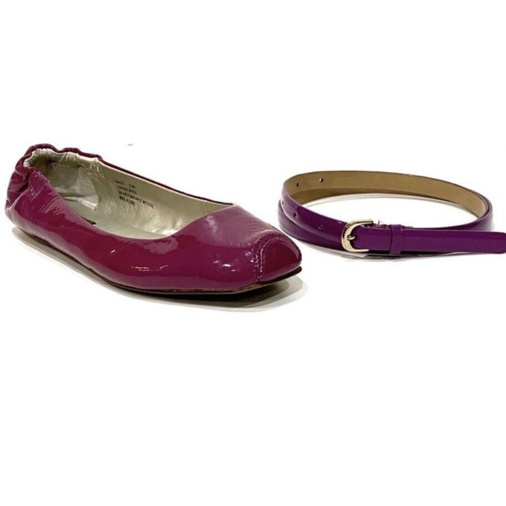 Patent Leather Ballet Flats Size 6.5 & J Crew Skinny Belt Small